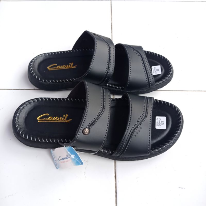 Sandal Kulit Pria - Sandal Slop Contino - Sandal Fashion Murah Berkualitas SandalTerlaris-Ss hitam