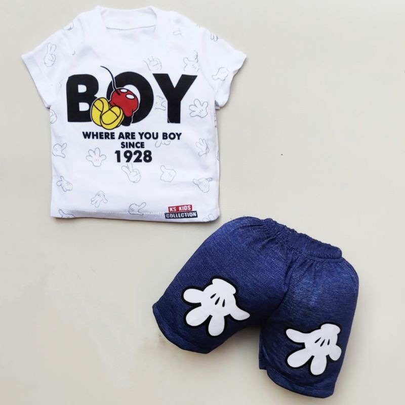 [SK] Baju Bayi Laki-Laki Motif Boy 1981 Putih / Setelan Bayi Laki-Laki