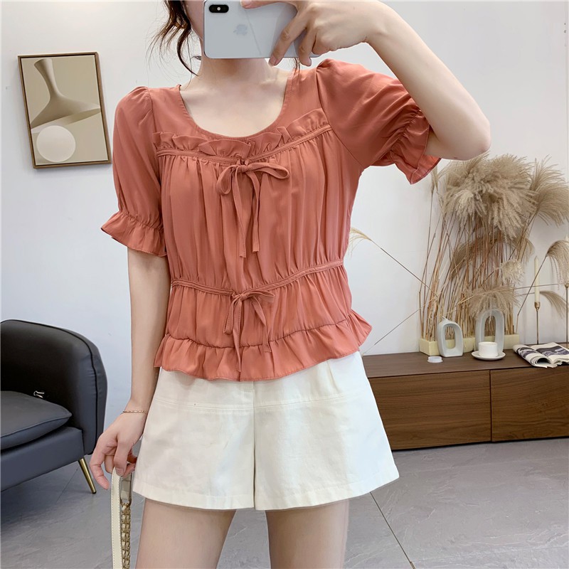 IBS-25 blouse atasan wanita import korea jepang formal kantor pink feminim