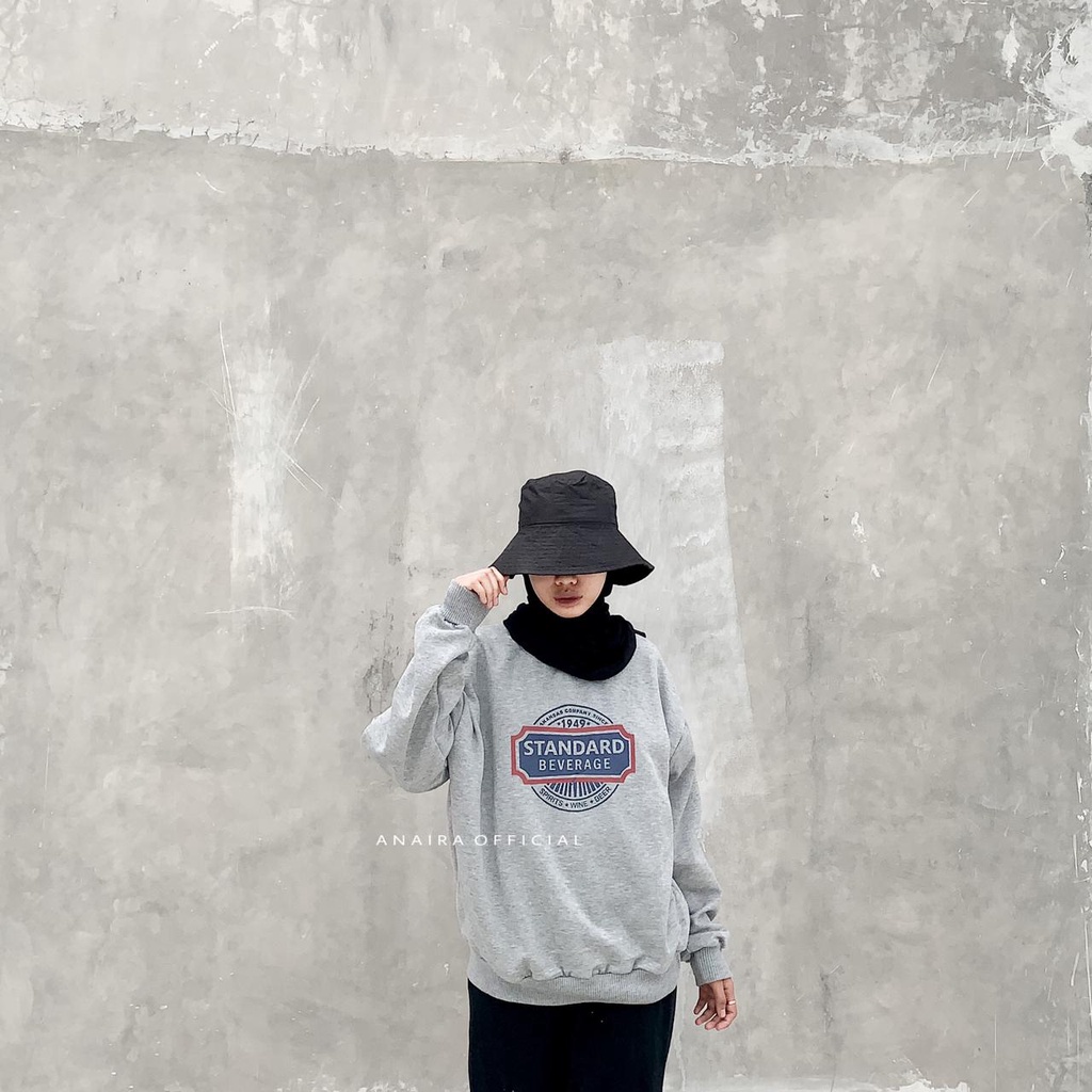 BEVERAGE SWEATER OVERSIZE PRIA WANITA CREWNECK TANPA HOODIE