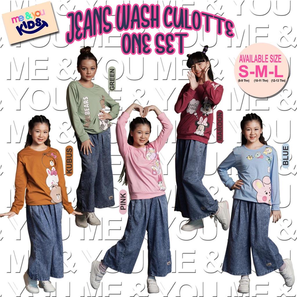 [ READY ] JEANS WASH CULLOTE ONESET BY ME & YOU / SET KULOT ANAK ME & YOU