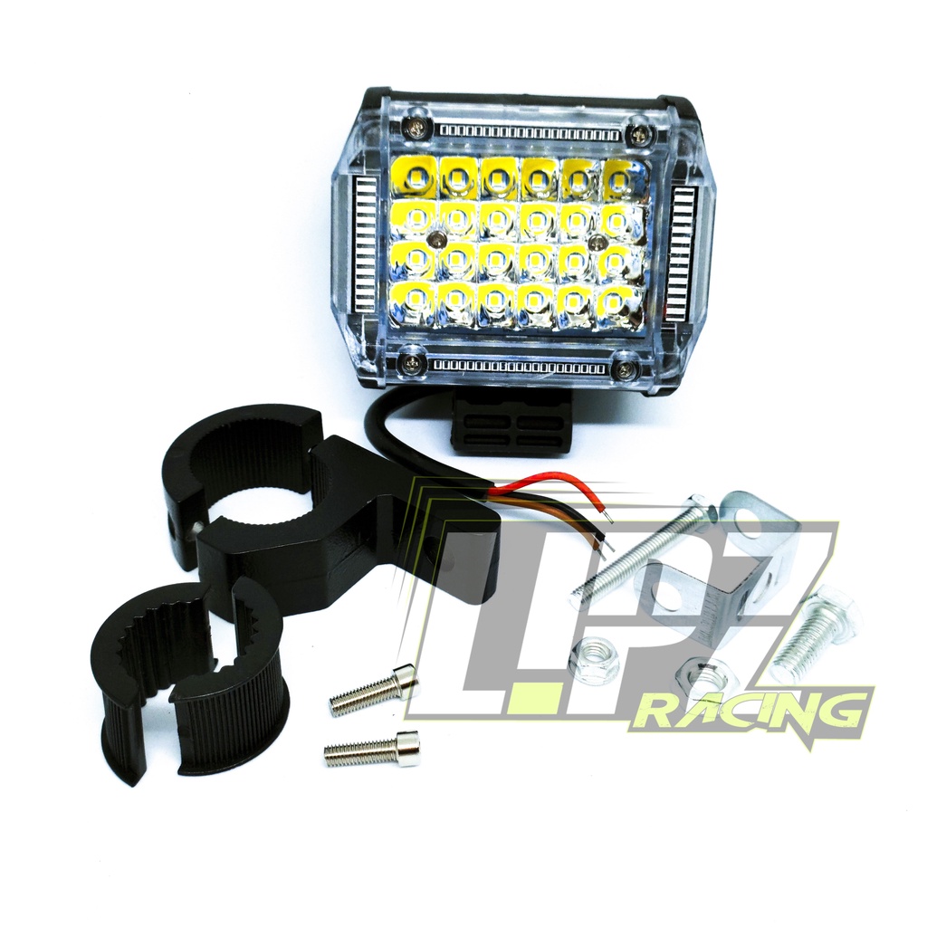 PAKET LAMPU TEMBAK LED 6 / 24 MATA ANGEL RGB + BRACKED JEPIT STANG