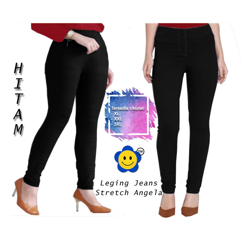 Legging Angela - Central Grosir Fashion (CGF) - Ukuran XL-3XL - Jeans Stretch