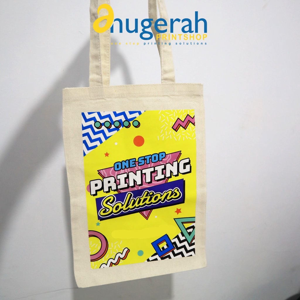 Sablon DTF Totebag Canvas  - Tas Tote bag Canvas Satuan Desain Bebas Murah - Totebag Seminar - Tote 