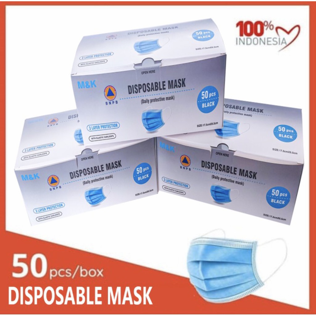 MASKER KESEHATAN DISPOSABLE MASK 3 LAYER PROTECTION/pack