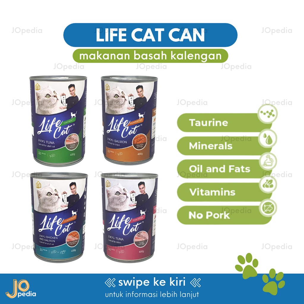 LIFE CAT CAN Makanan Basah Kucing Kaleng Cat Wet Food Kitten Adult Senior Junior 400gr