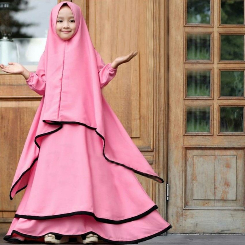 [Syari Ramadhani Kids Var Warna SW] Gamis Anak Serena Lavender/Hitam