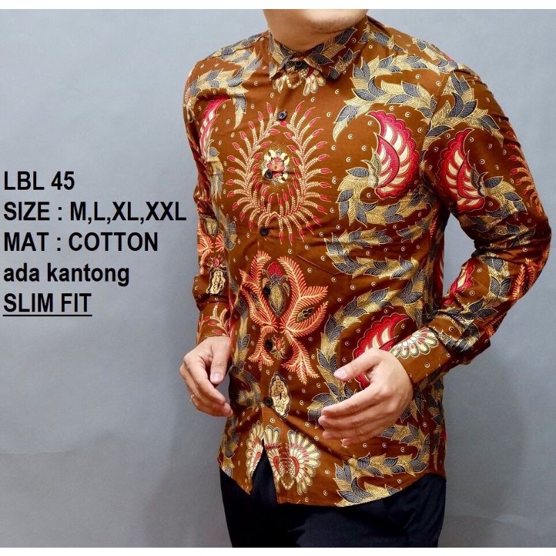 KEMEJA SLIM FIT PRIA BATIK SLIMFIT REAL PICT ORIGINAL LUIGI BATANI LBL45