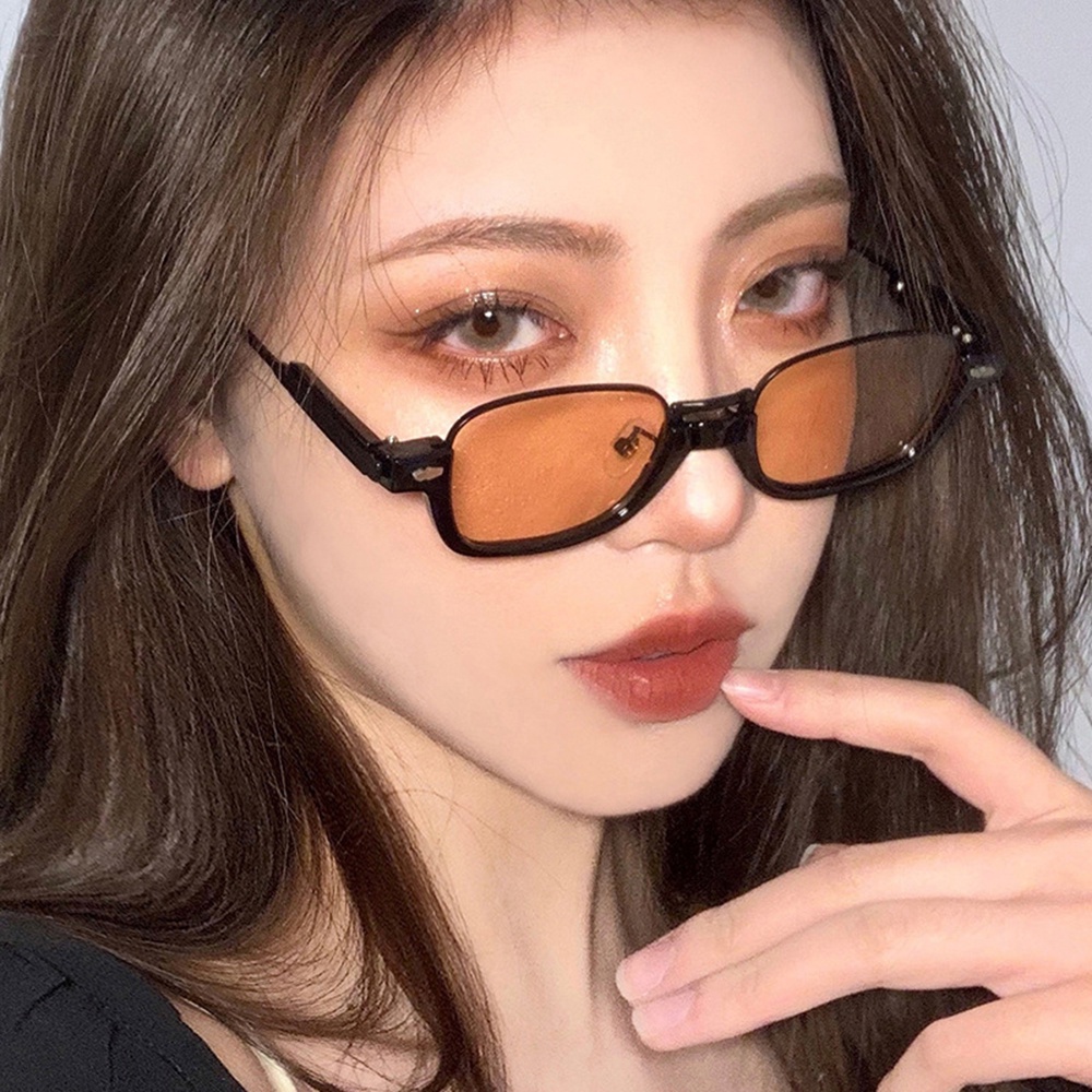 【COD Tangding】5 Colors New Fashion Sunglasses Small Square Half Frame Metal Shape Personality Street Shot Glasses