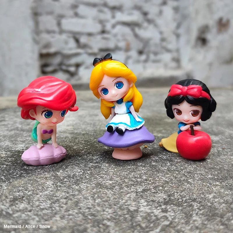 Figure Princess Chibi Snow white Alice Mermaid / Mainan anak perempuan/ miniatur Hiasan topper