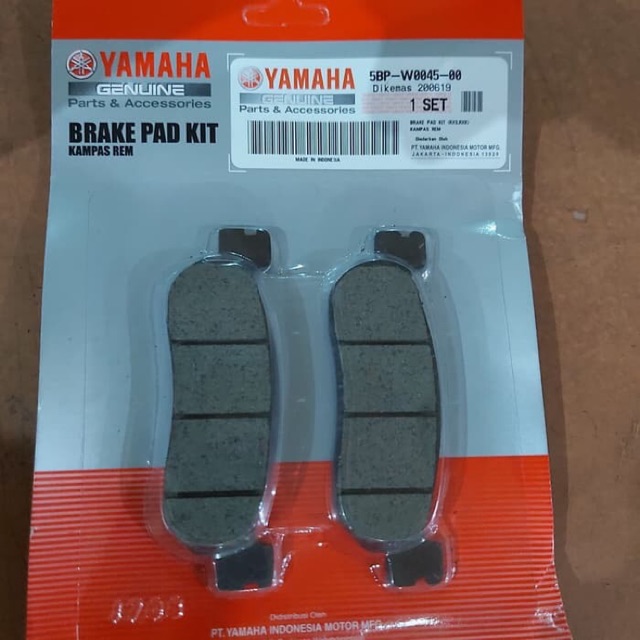 DISK PAD KAMPAS REM DEPAN SCORPIO Z ASLI ORI YAMAHA 5BP W0045 00