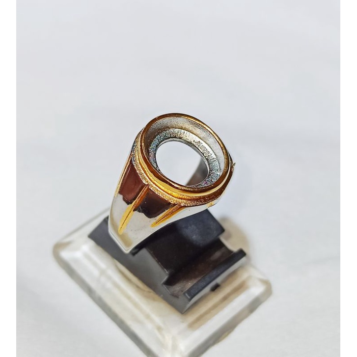 RB CINCIN/EMBAN/RING TITANIUM RR/BA 10x12mm Warna kombinasi hitam dan kuning,silver