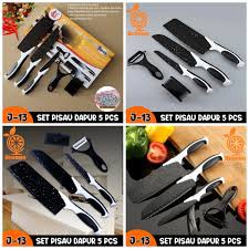 [ARNADINEOFFICIAL] Set Pisau Dapur isi 5pcs Hitam / Pisau Set 5pcs J13