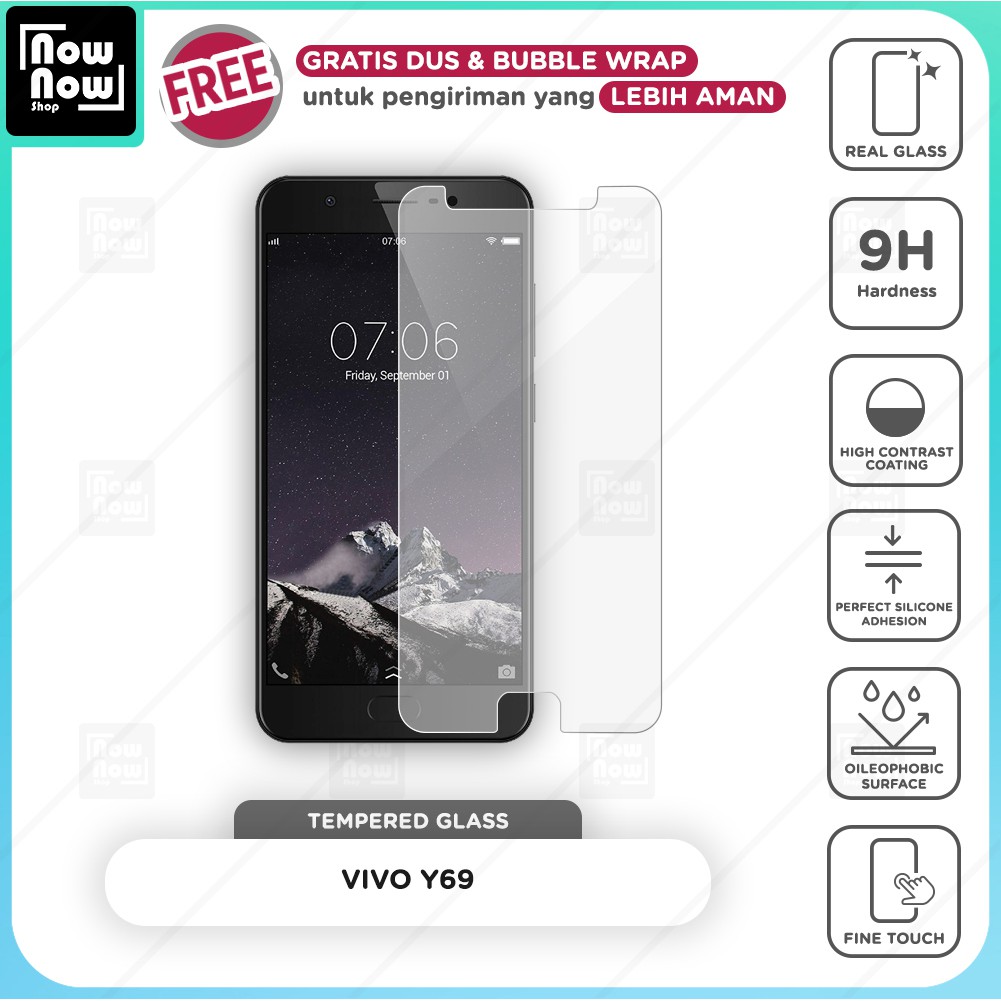 Tempered Glass Anti Gores Vivo Y69 Screen Guard Protector 9H Kaca Temperglass