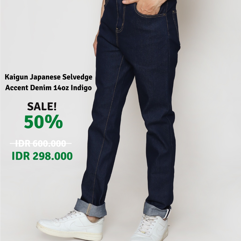 Kaigun Japanese Selvedge Accent Denim 14oz Indigo Stretch