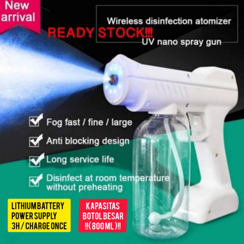 Nano Spray Gun Fogging Nano Steam Gun Disinfektan Portable Wireless 800ml