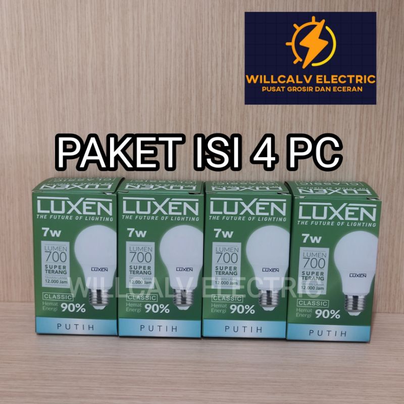 PAKET 4 PC LAMPU LED BULB LUXEN CLASSIC 5W 7W 9W 12W CAHAYA PUTIH 6500K / LAMPU LED LUXEN  CLASSIC 5W 7W 9W 12W CAHAYA PUTIH 6500K