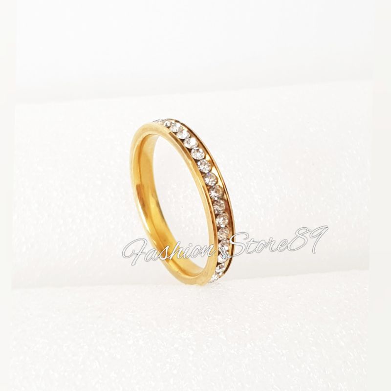 Cincin Titanium Permata Full impor Antikarat perhiasan Titanium Ring Full permata Gold silver Impor