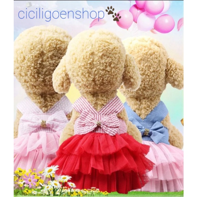 Baju dress pita gaun tutu anjing kucing puppy princess lucu elegant balerina