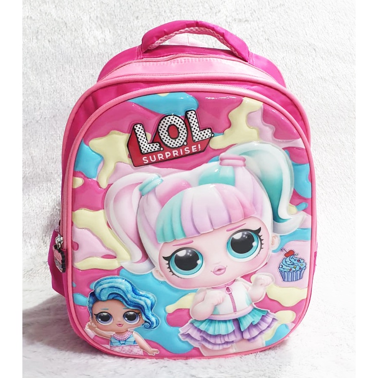 PROMO TTAS RANSEL ANAK SEKOLAH TK PEREMPUAN CANTIK GAMBAR PUTRI SALJU  DAN KUDA PONY TIMBUL GLOSSY 3Resleting IMPORT ( Lily 13&quot; )