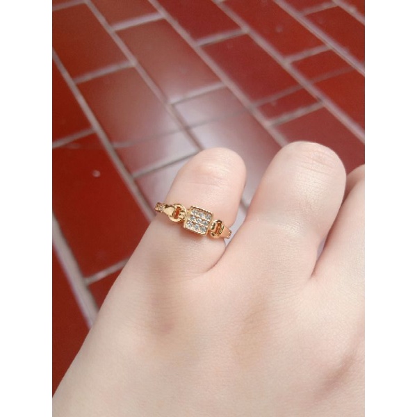 cincin kotak mp full / cincinperak asli silver 925 lapis emas/ cincin gashion wanita