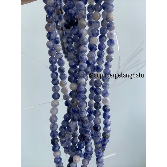 bahan craft gelang kalung sodalite 4mm renceng akik alam natural biru