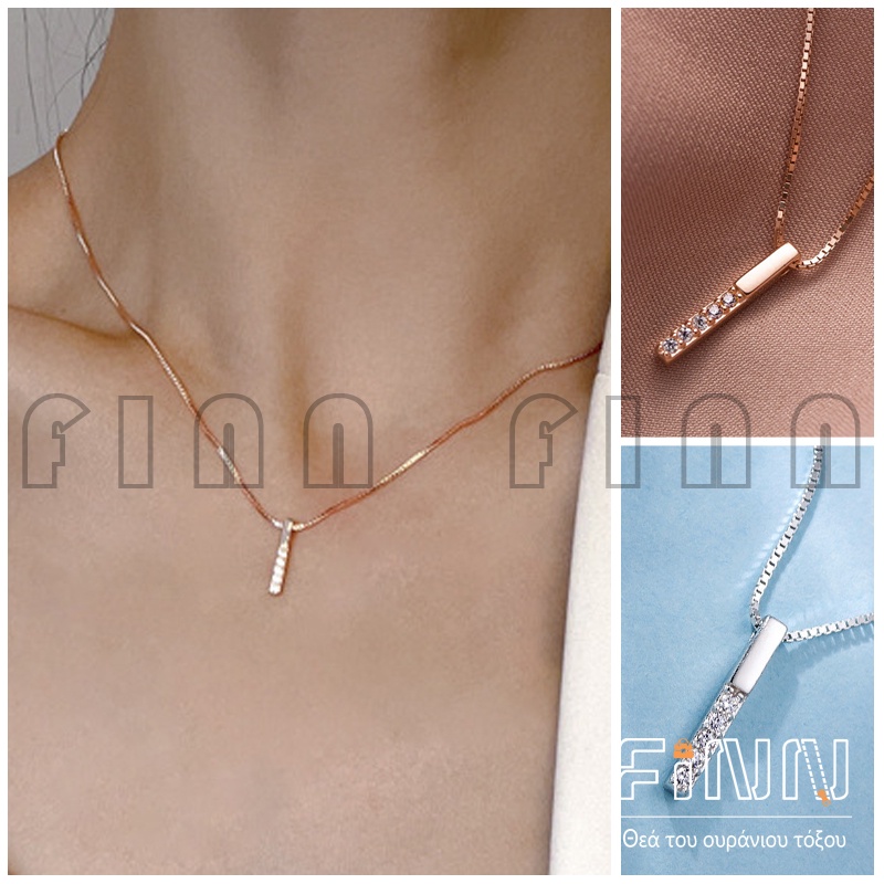 Kalung Vertikal Women Diamond Rose Gold Clavicle  -  Necklace Charm Pendant Jewelry Gift