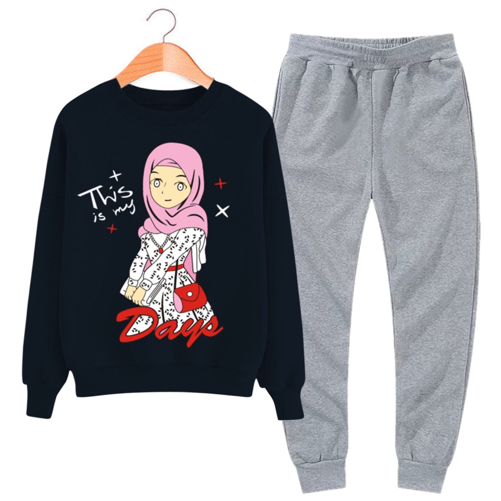 BESS - Baju Setelan Wanita Murah / Setelan Sweater + Celana Jogger - HIJAB DAY