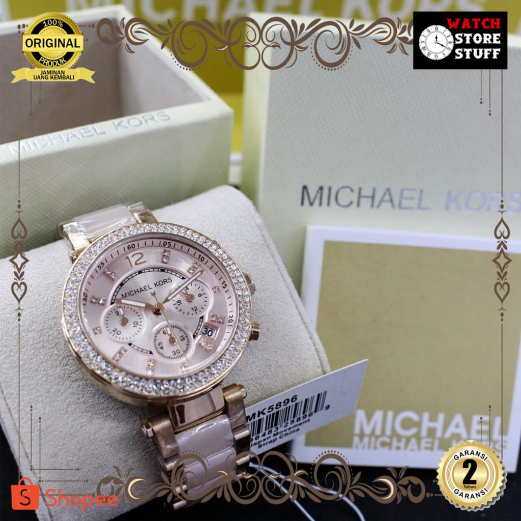 JAM TANGAN PRIA WANITA | RANTAI | KULIT | KARET | MURAH | WANITA MICHAEL KORS FASHION MK 5896 ORIGIN