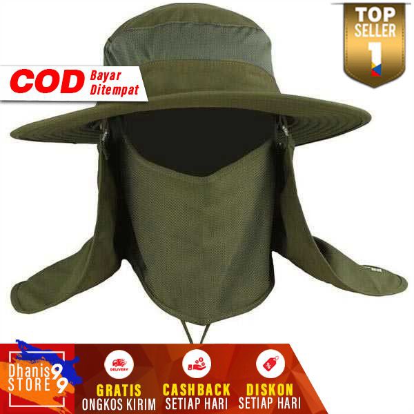 Topi Gunung dengan Sarung Wajah Hat Pendaki Perlengkapan Olahraga Outdoor