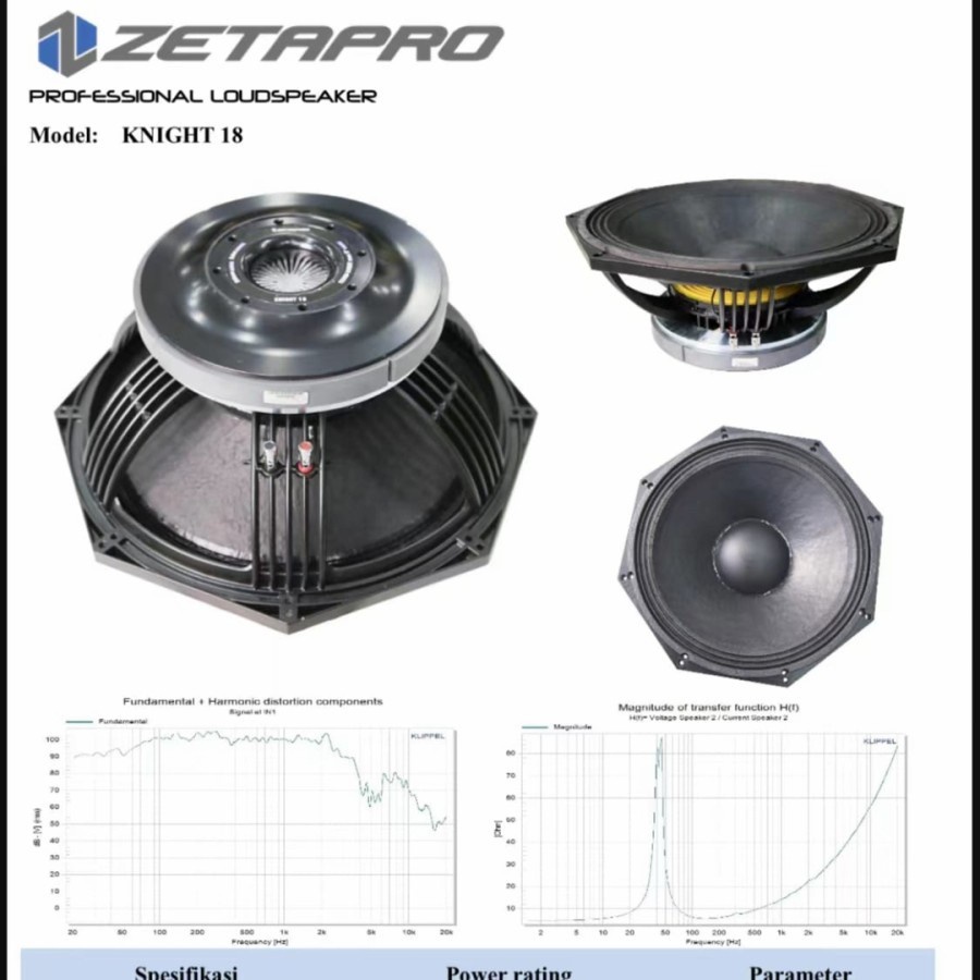 Komponen Speaker 18 Inch Zetapro Knight18 Zetapro Knight 18 1600W