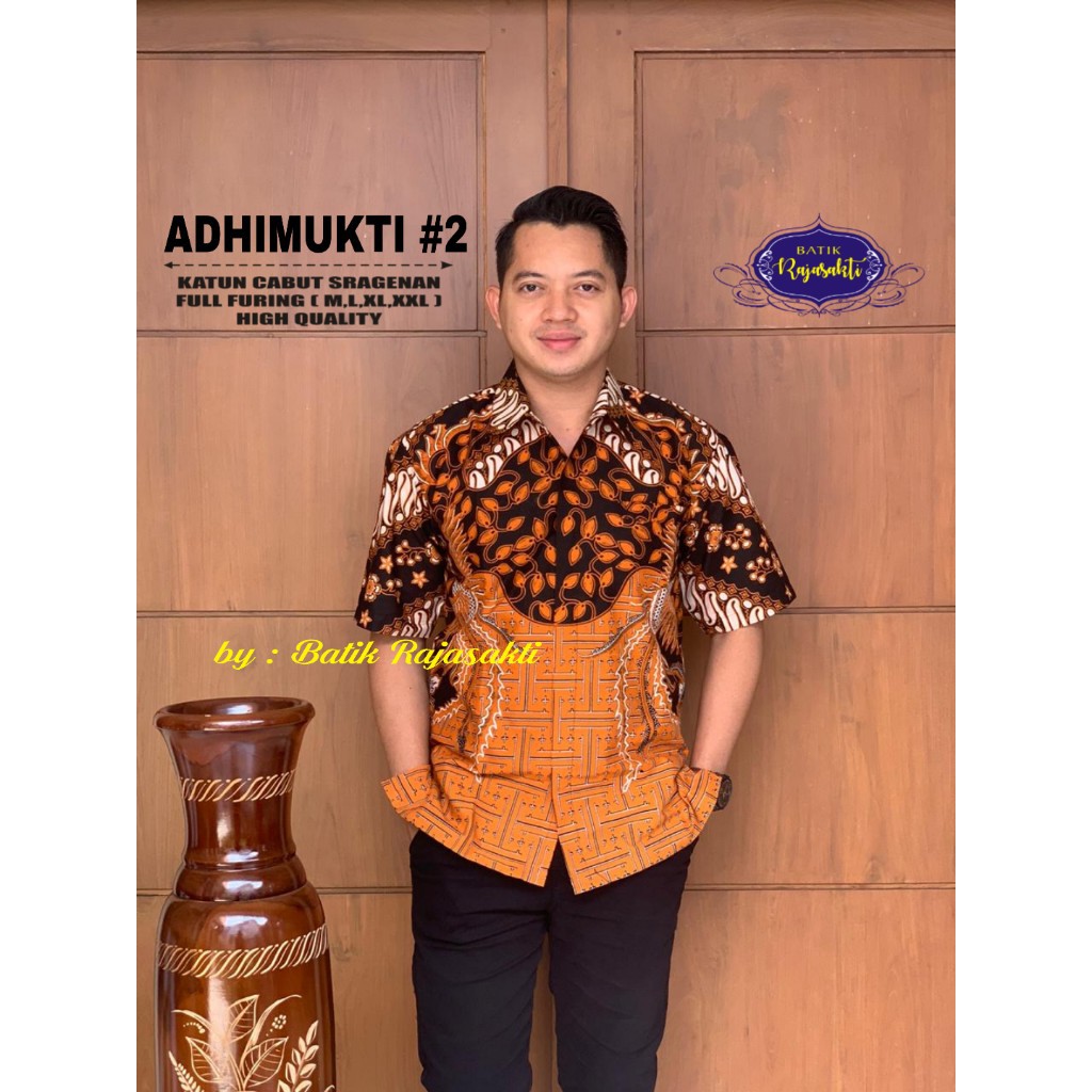 ADHIMUKTI SERI RAJASAKTI KEMEJA BATIK SOLO PRIA LENGAN PENDEK LAPIS FURING ATASAN BATIK PREMIUM MODERN KATUN HALUS BAHUWIRYA  BANAMITRA BANAMITRA PUTIH BANGSAWAN BAYU PUTRA BERLIAN BIRU BHARATAYUDA BIMASENA BIRENDRA BIRU INDAH BRAHMAKERTA BRAHMAKERTA MERA