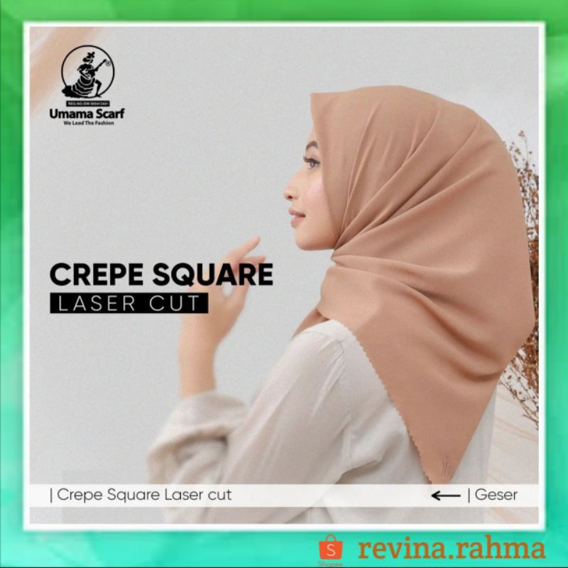 (Bisa COD) Jilbab CREPE SQUARE UMAMA (kerudung segiempat Stretch)