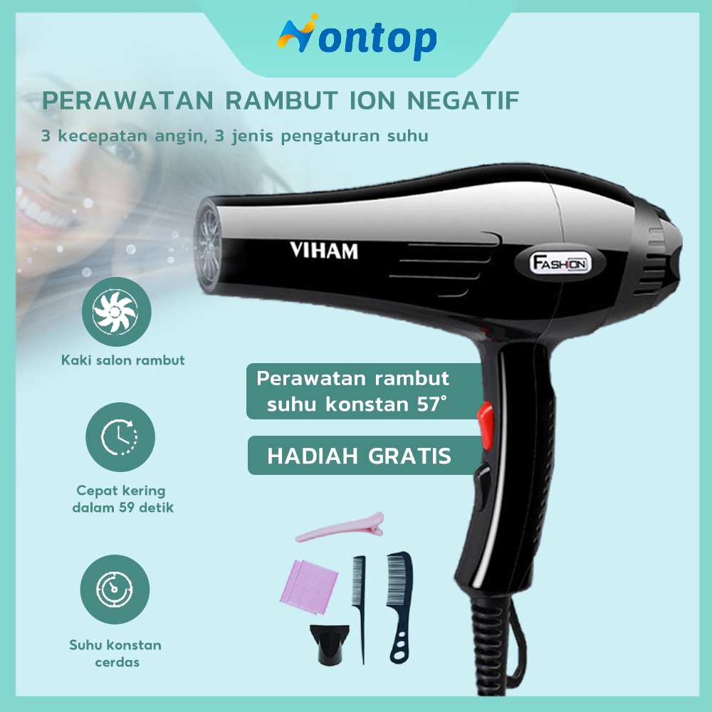 Hontop Hair dryer 2000W Pengering Rambut Angin Kencang Cepat Kering  Termurah Daya tinggi