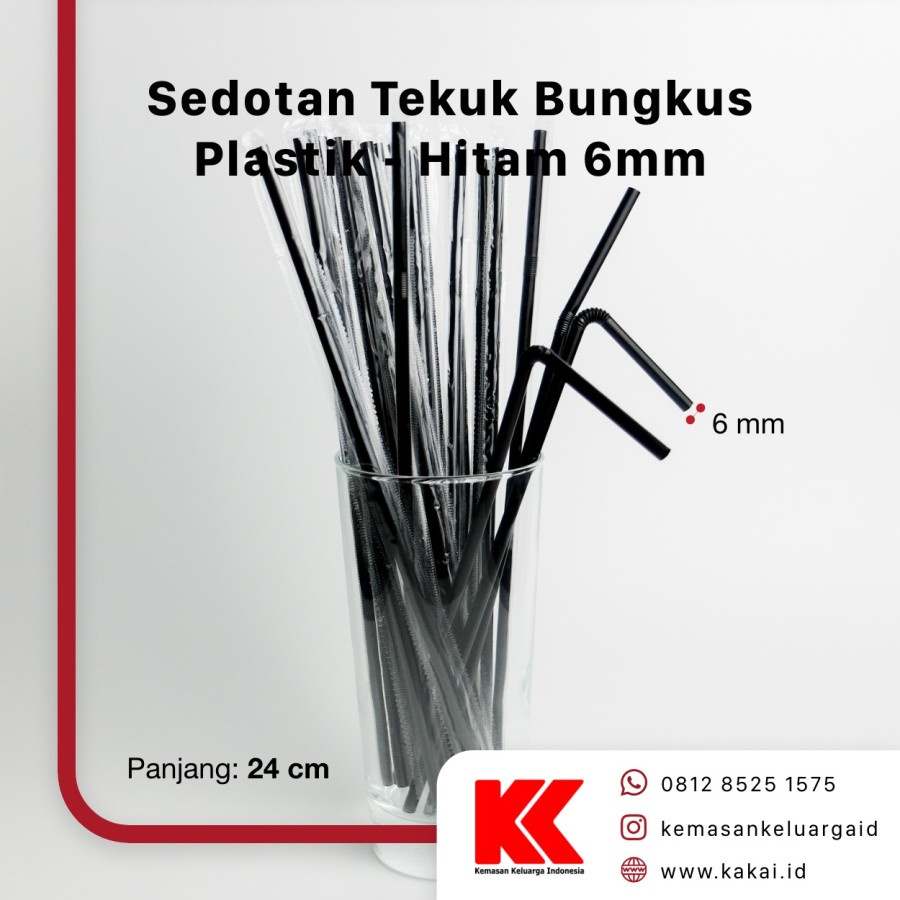 

Sedotan Hitam Tekuk Bks Plastik - 5mm @500 PCS / Sedotan Steril Hitam 5mm