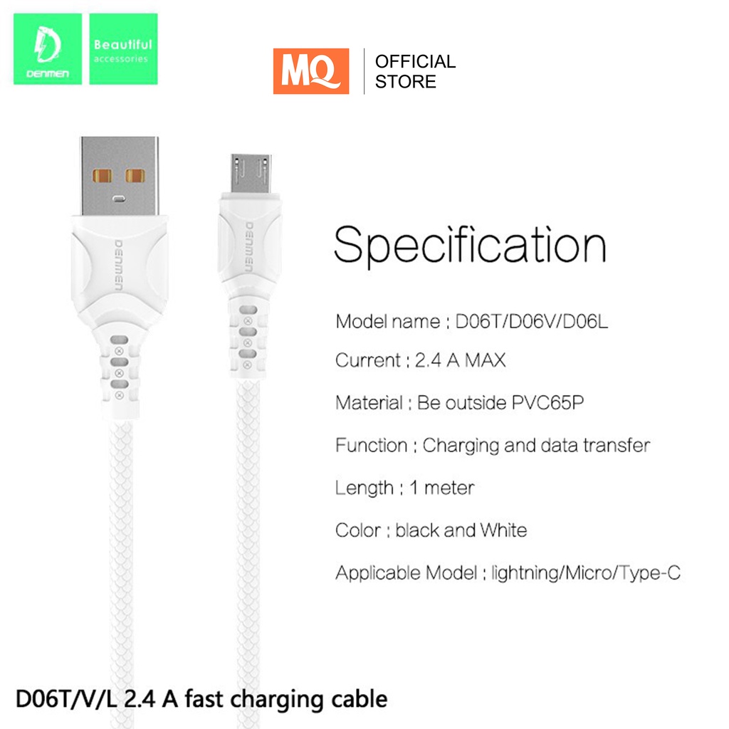 MQ Kabel Data Fast Charging Micro USB Type-C Iphone Lighting Cable