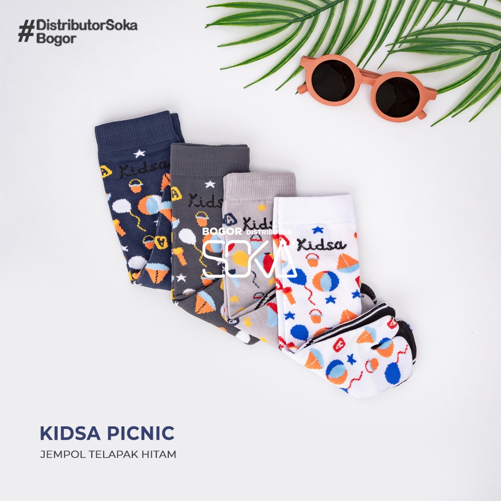 Kanik Kidsa Motif Picnic - Kaos Kaki Anak Jempol Telapak Hitam