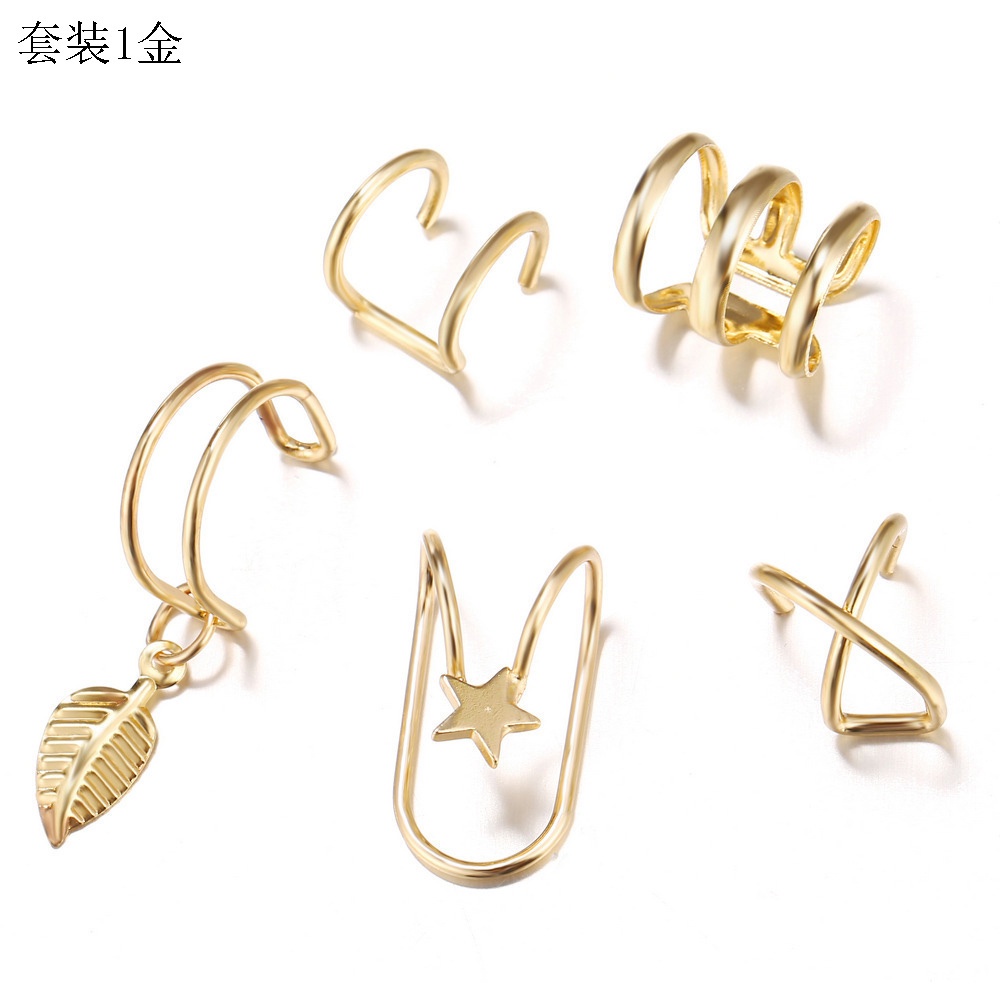 【COD Tangding】5pcs / SET Anting Klip Tulang Rawan Telinga Bentuk C Ganda Tanpa Tindik