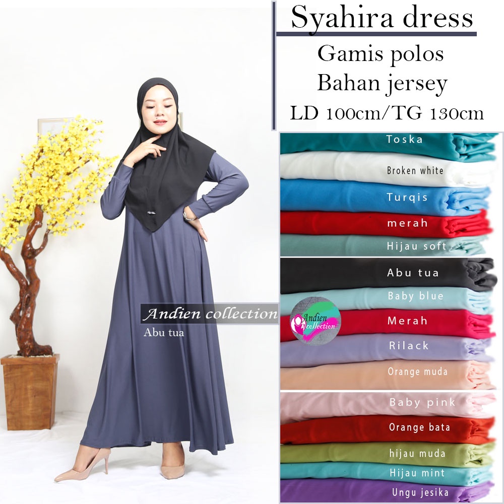 PART 2 Gamis Polos Bahan Jersey super (BY andien collection)