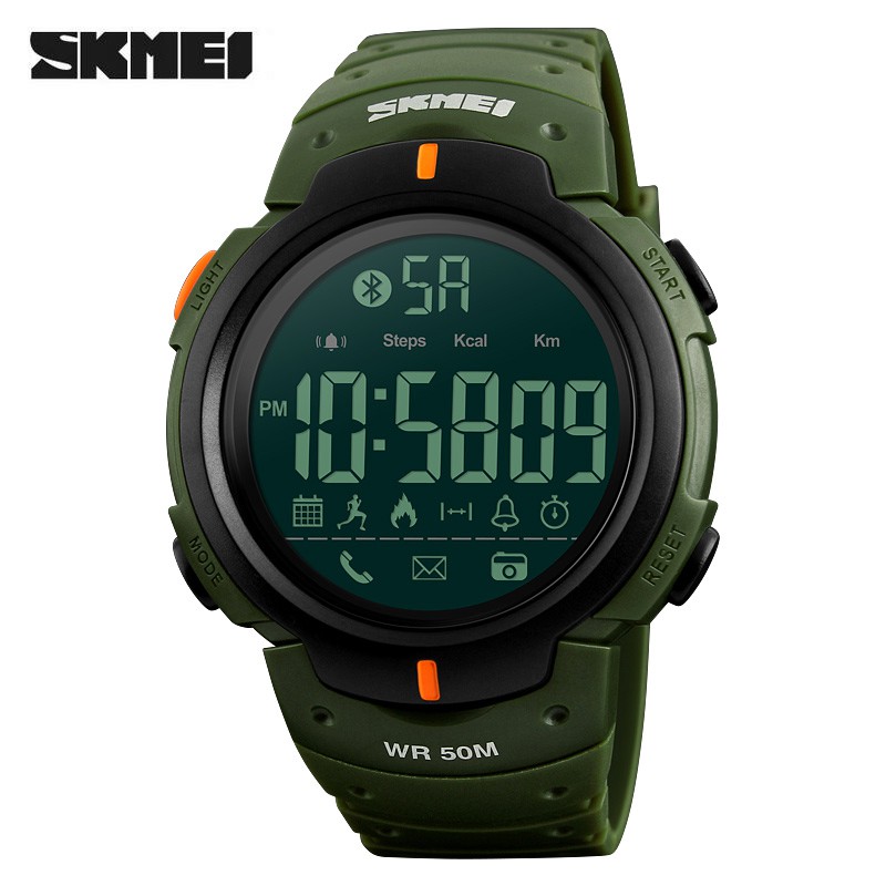 Jam Tangan Olahraga Smartwatch Bluetooth - 1301 - Army Green - EMWSALAG SKMEI