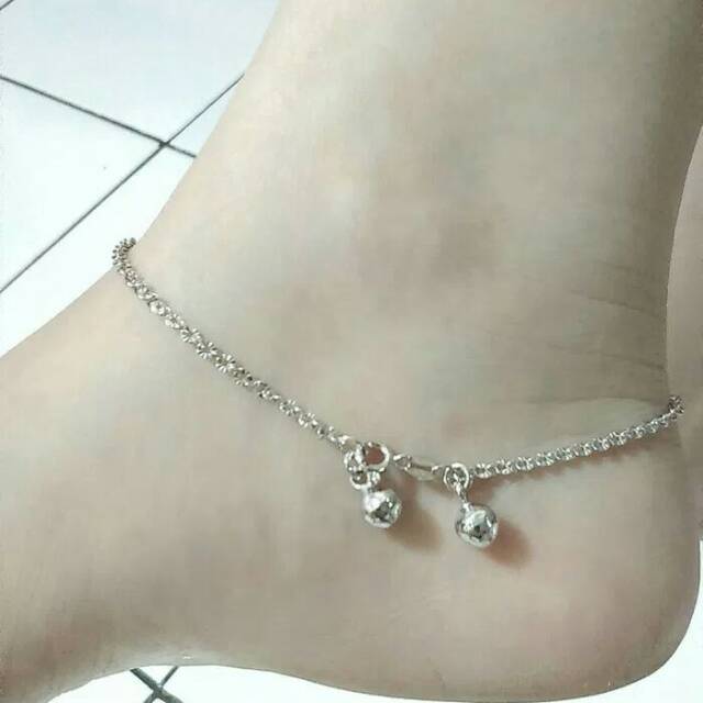 GELANG KAKI PERAK SILVER 925 ASLI LAPIS EMAS PUTIH/GELANG KAKI NORI UKIR