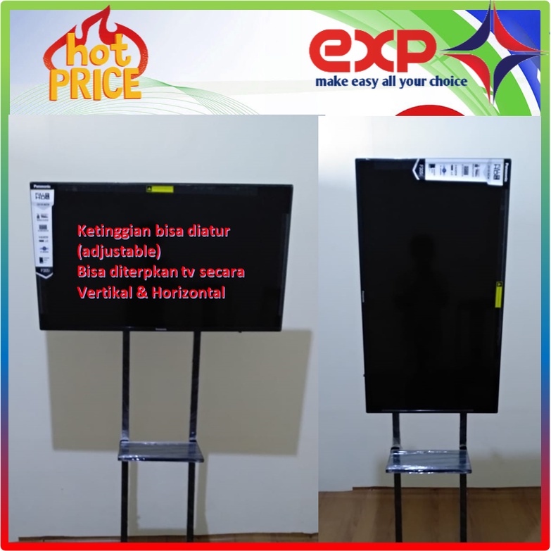 Garansi cocok!!! Bracket TV Standing 32&quot; s/d 65&quot; UNIVERSAL pakai RODA KOKOH 100% BESI MURNI-11