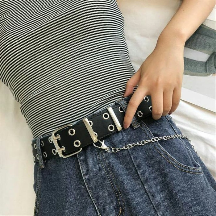 STRADY BELT HITAM / GRUNGE BELT Ikat Pinggang Retro Wanita Korea Terbaru dan Termurah