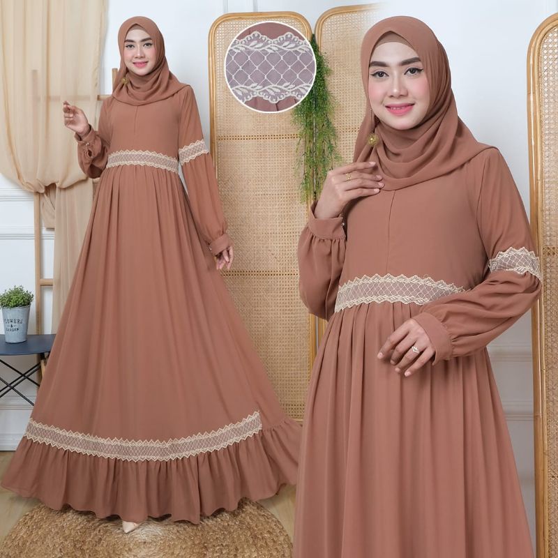 danik maxi seruty bebydoll full furing /gamis syarii seruty renda import /gamis ceruty terbaru gratis ongkir bisa COD Monalisa Olshop