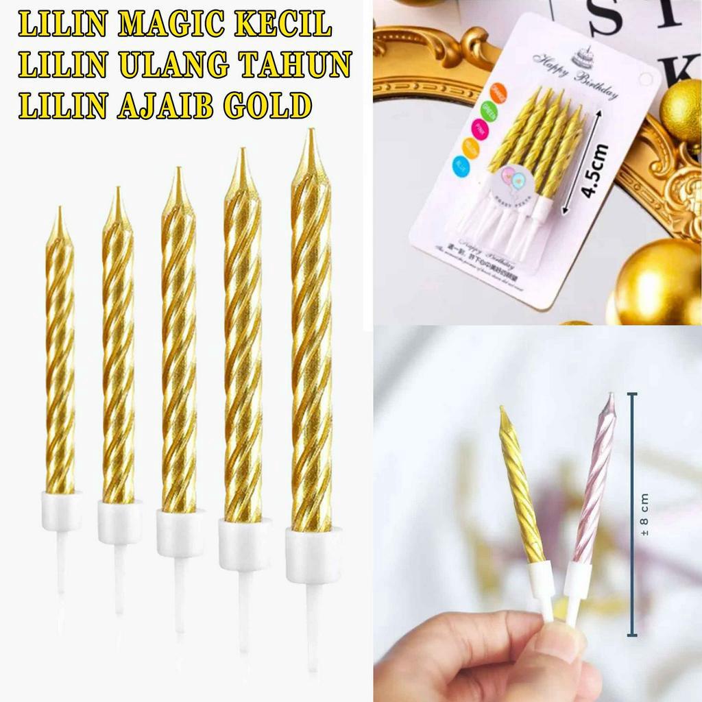 Lilin Ulang Tahun* Lilin Magic* Lilin Ajaib Gold* Isi 10pcs