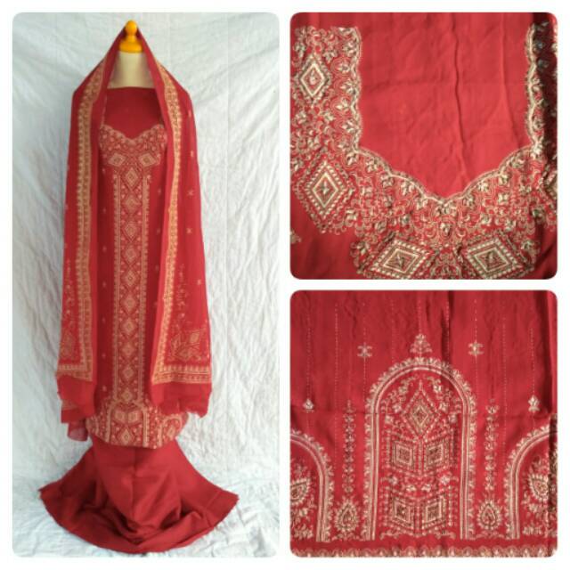 Kain saree/ sari India Henna merah