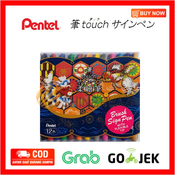 

(BISA COD) Pentel Touch Brush Sign Pen Set 12 - Kuas Lettering Pentel Set