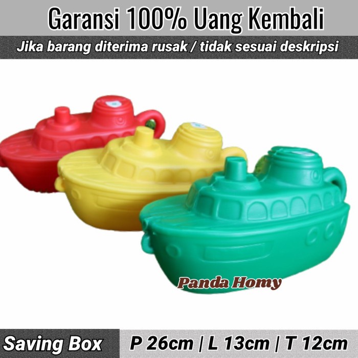 CELENGAN- CELENGAN PLASTIK ANAK UNIK BENTUK KAPAL LAUT - GREEN LEAF -CELENGAN.