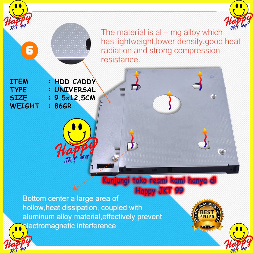 [ HAPPY JKT 99 ] SSD HDD CADDY SLIM 9.5MM ORIGINAL