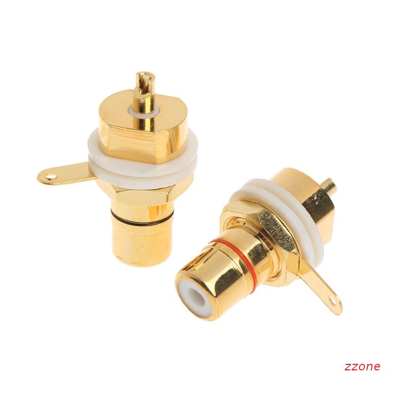 zzz 2 Pcs CMC Gold Plated Copper RCA Female Phono Jack Panel Mount Chassis Connector